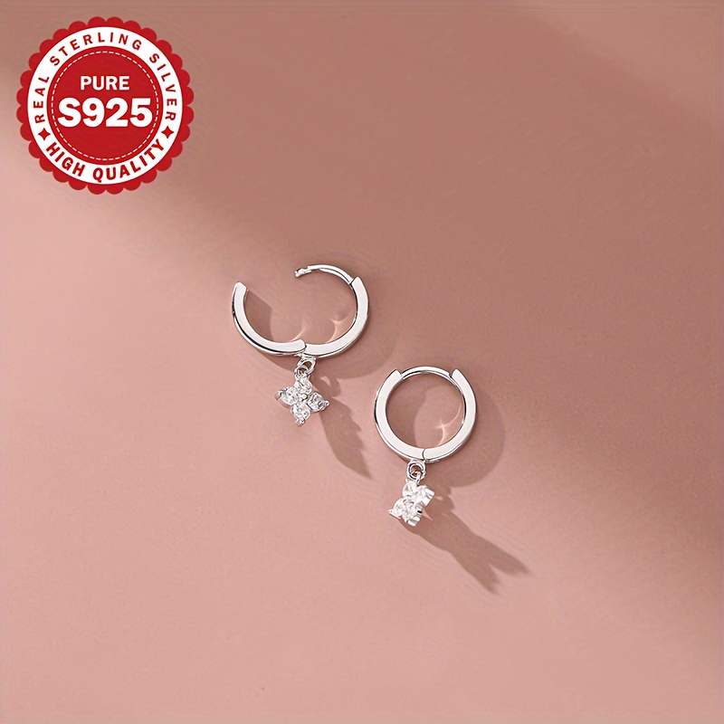 Women's 925 Sterling Silver Four-Petal Pendant Earrings — Classic Sweet Style